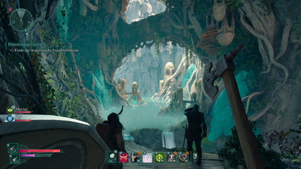 Die einzelnen Gebiete von Avowed sind wunderschön gestaltet. In diesem Dungeon stehen einige alte Ruinen kopf.