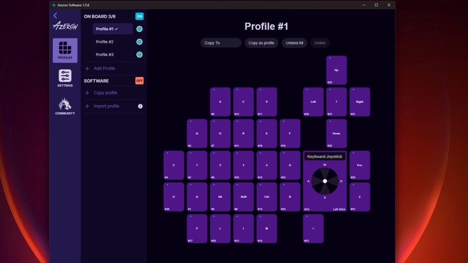 Über die Azeron Software erstellt ihr bis zu sechs Profile, die auf dem Gerät abgespeichert werden. (Bildquelle: Duy Linh DinhGameStar Tech)