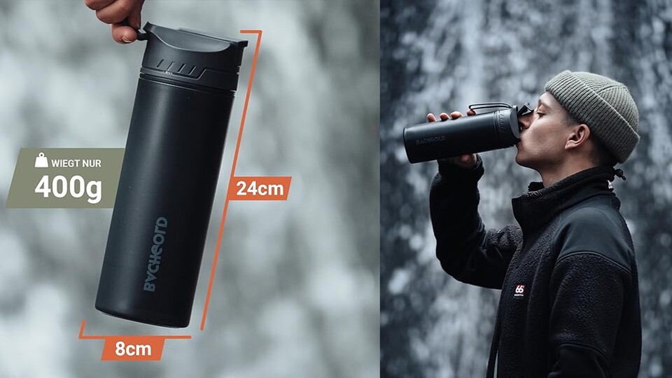 Besser als Wasserkanister herum zu schleppen: Die Bachgold-Trinkflasche ist für jeden geeignet, der sauberes Trinkwasser braucht und dabei mobil bleiben möchte.