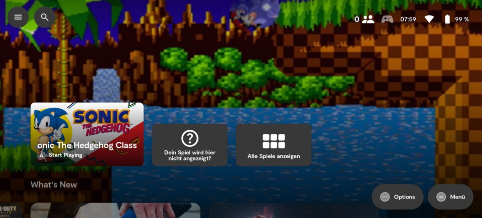 Die Backbone-App zeigt mir die zuletzt geziegten Spiele an, oder führt mich direkt zum Game Pass oder zu Remote Play.