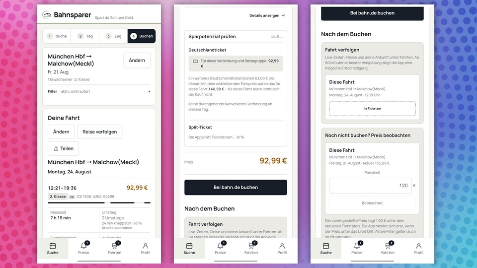 Die App zeigt euch mit ihrer Check-Funktion die besten Sparpreise an. (Bildquelle: GameStar Tech)