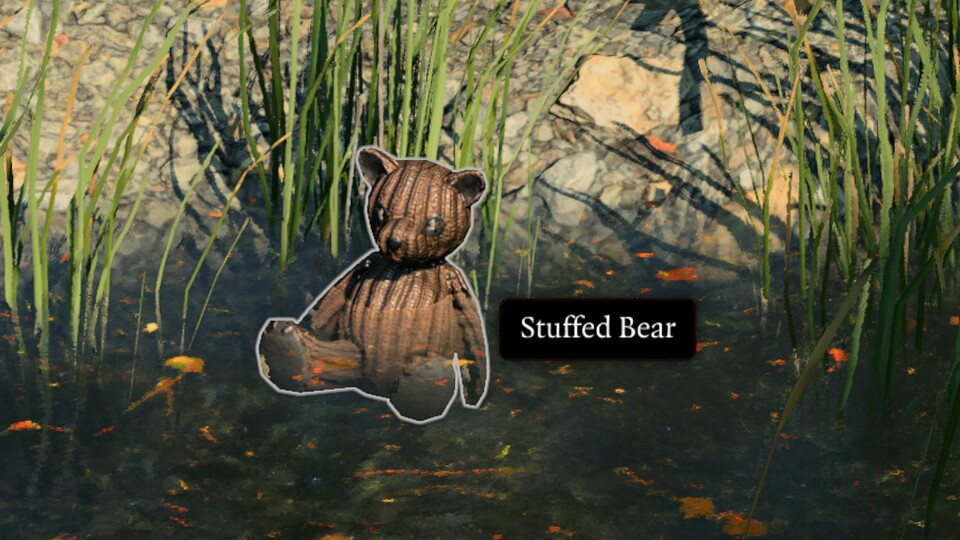 Der kleine Stoffkamerad wartet in den Sümpfen geduldig darauf, dass wir ihn finden.