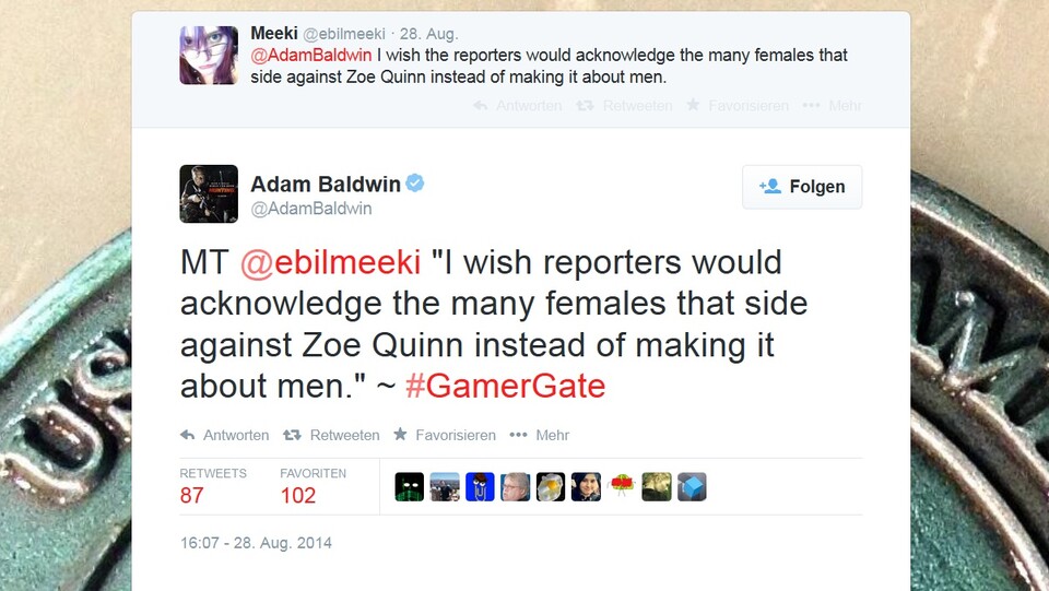 Der Schauspieler Adam Baldwin prägt das Twitter-Hashtag #GamerGate.
