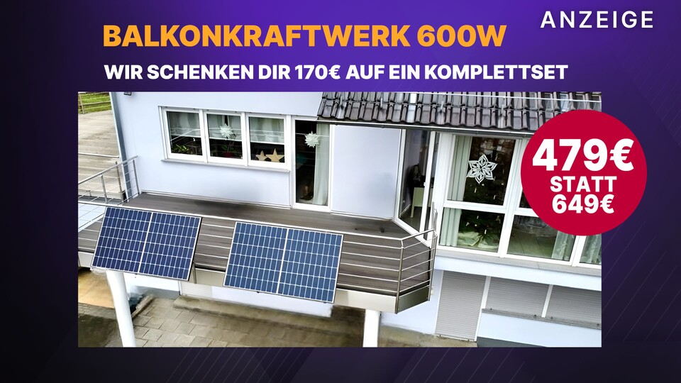 A 600W balcony power station complete set with special support from GameStar: We give you €170 as a voucher - for each set!