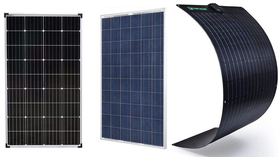 Monokristalline Solarzellen erkennt man an der schwarzen Farbe. Polykristalline Solarzellen sind bläulich und zumeist auf den Dächern zu finden, da sie um 2010 das deutlich bessere Preis-Leistungs-Verhältnis hatten. Die Dünnschichtzellen sind weniger effektiv, aber auch am günstigsten.