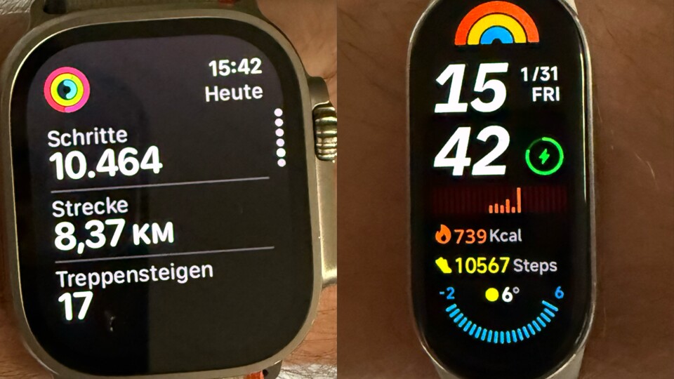 Um 15:42 Uhr habe ich für diesen Tag sowohl die Smartwatch als auch das Armband abgelegt. Das Ergebnis kann sich sehen lassen.