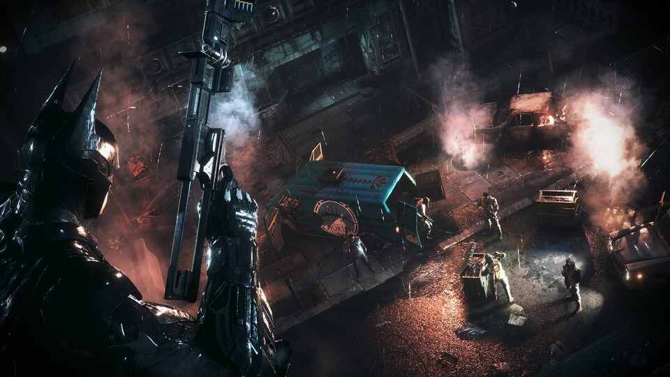 Mit dem Disruptor-Rifle können in Batman: Arkham Knight gegnerische Waffen ausgeschaltet werden.