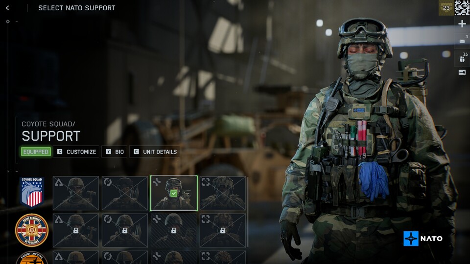 Dann einmal den richtigen Squad auswählen und dort über den Charakter hovern.