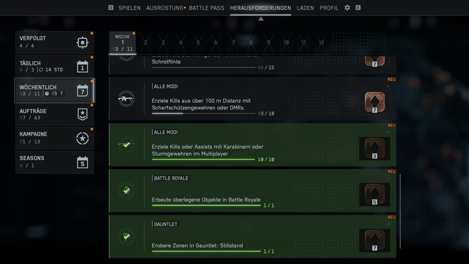 Viele Battlepass-Herausforderungen sind auf bestimmte Modi beschränkt.