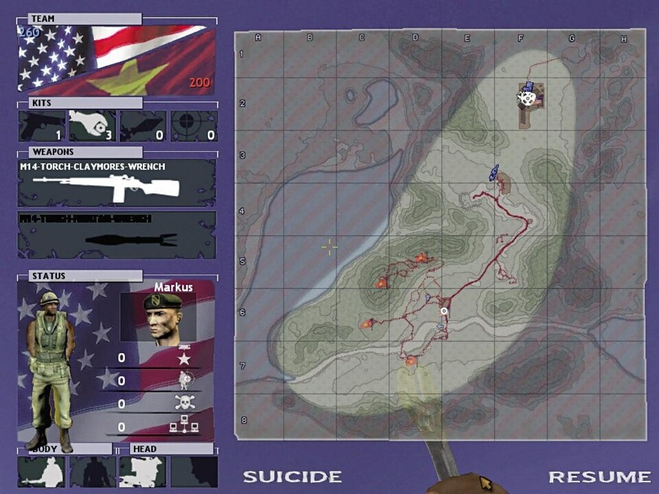 Assault-Karte: Die Amerikaner im Norden müssen unter Zeitdruck alle vietnamesischen Stellungen erobern.