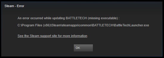 Ein Steam-Fehler bei Battletech