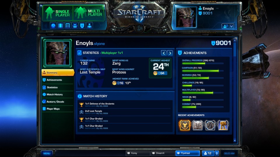 Im Battle.net 2.0 werden alle Statistiken und Erfolge für StarCraft 2 und World of Warcraft gespeichert.