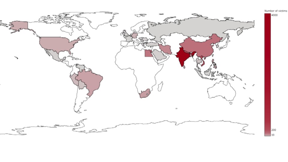Beapy/PCASTLE treibt sein Unwesen vor allem in Indien und China, aber auch die USA und Deutschland sind betroffen. (Bildquelle: Bitdefender)