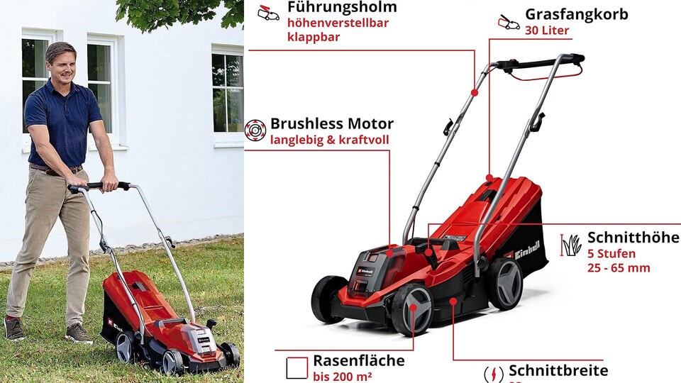 Bürstenloser Motor, verstellbare Schnitthöhe, langlebiger und austauschbarer Akku: Der vielleicht beste Rasenmäher in Sachen Preis-Leistung.