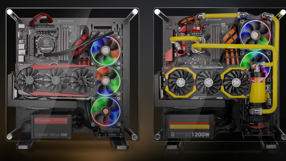 Das Thermaltake Core P3 hat Platz auch für große Grafikkarten wie die NVIDIA GeForce RTX 4090 - und für eine Wasserkühlung.