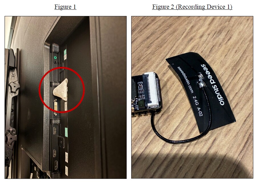 So sahen das Versteck am Fernseher und die Wanze aus. (Bildquelle: U.S. Attorneys Office)