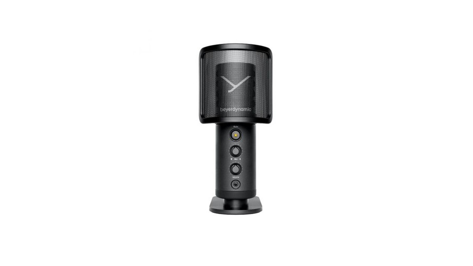 Das Fox USB-Mikrofon wird mit einem Atem- und Windschutz ausgeliefert.