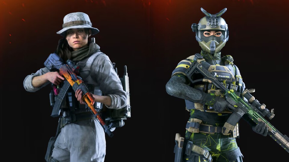 Zwei der Skins, die ihr in Battlefield 2042 für Battlefield 6 erspielt.