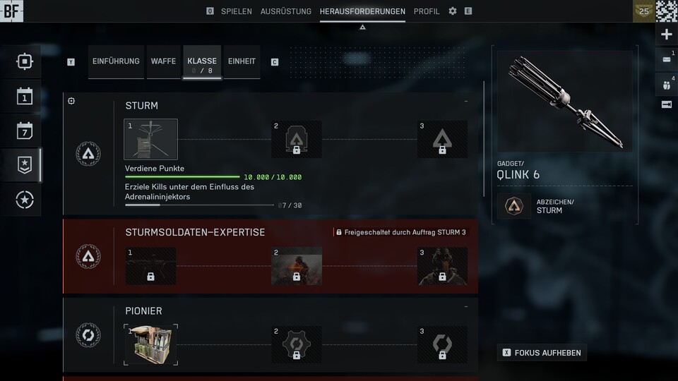 Um den Spawnsender freizuschalten, müsst ihr zunächst Rang 20 bei der Sturm-Klasse erreichen und eine Herausforderung abschließen.