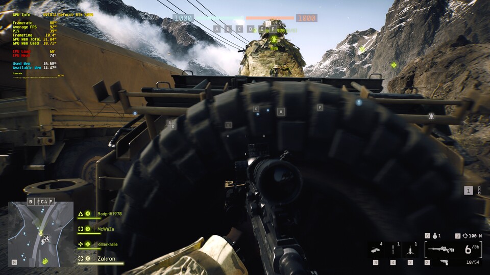 Ohne DLSS fallen die FPS schonmal je nach Situation sogar unter 90 FPS. Das ist natürlich immer noch sehr schnell, reizt den Gaming-Monitor aber bei weitem nicht aus.