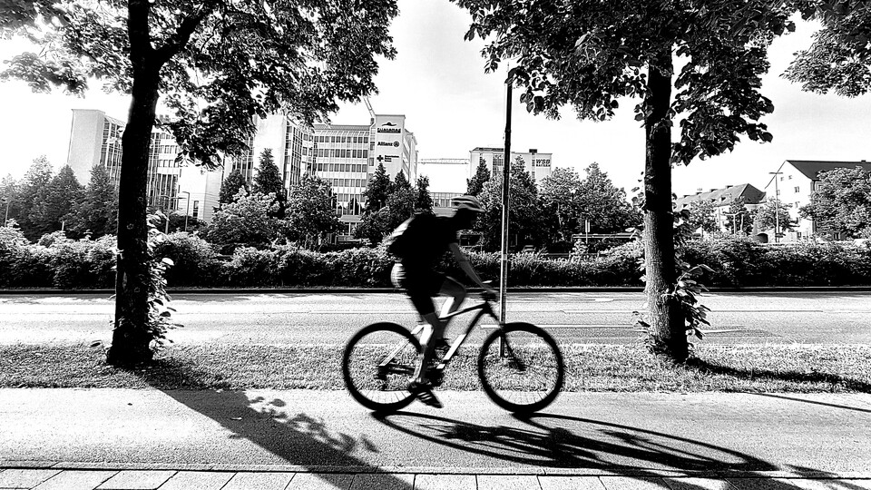 Das strahlende Sonnenlicht lässt Schatten besonders hart wirken. Das eignet sich perfekt um kontrastreiche Schwarzweiß-Fotos zu schießen.