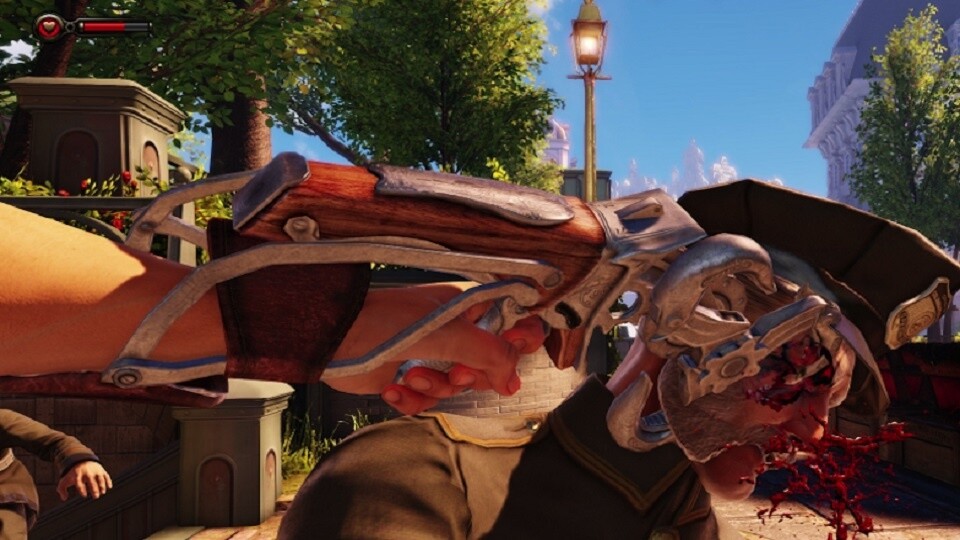 Ein Skyhook-Kill in Bioshock Infinite gehört zu den drastischsten Gewaltdarstellungen in aktuellen Spielen.