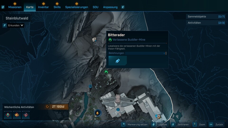 So sehen die Buddler-Minen auf der Karte in Borderlands 4 aus.
