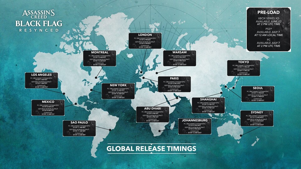 Die genauen Releasezeiten für die einzelnen Zeitzonen entnehmt ihr der offiziellen Karte von Ubisoft.