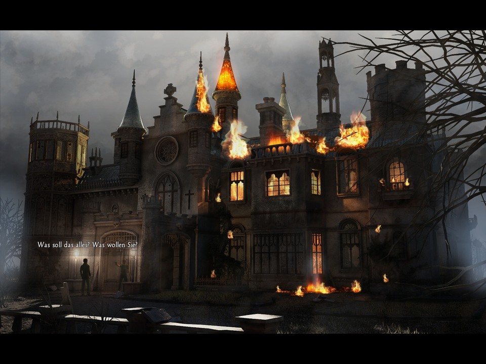 Der Fluch der Gordons schlägt wieder zu: Black Mirror Castle steht in Flammen, Darren wird mit der Waffe bedroht.