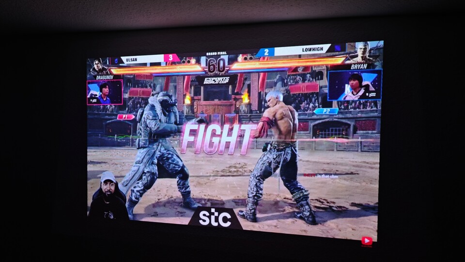 I recently watched the EWC Tekken tournament on the ceiling of my bedroom - like I had a 50-inch TV right above the bed. I found the image quality to be best in the dark bedroom and at this projection size. (Image source: Duy Linh DinhGameStar Tech)