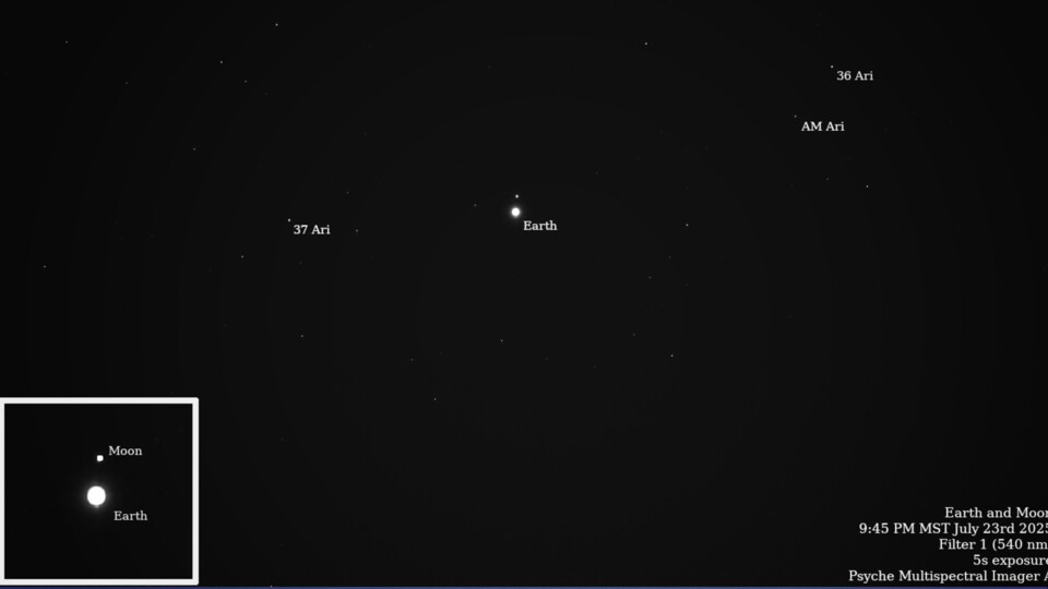 Das ist Psyches Version des legendären Erd-Fotos von Voyager 1. (Bildquelle: NASAJPL-CaltechASU)