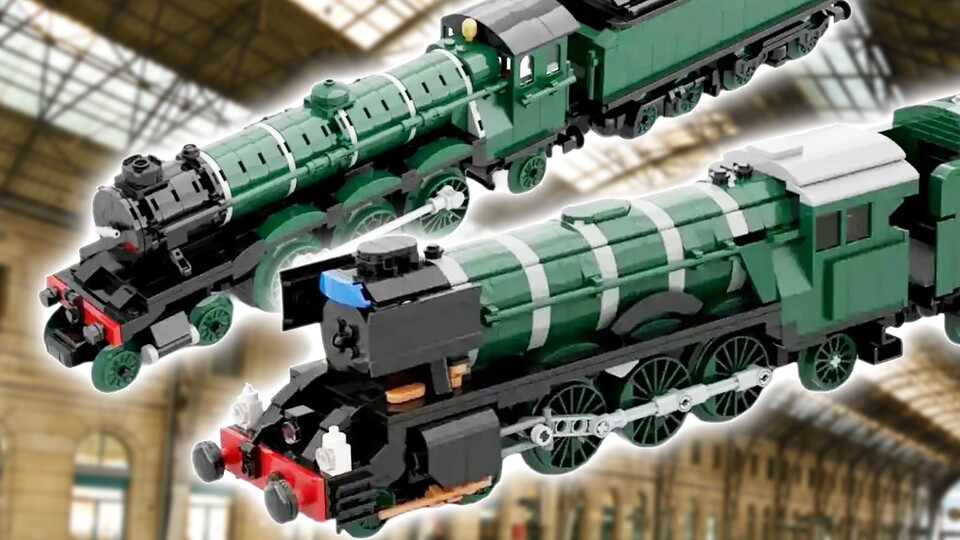 Auch BlueBrixx hat den Flying Scotsman. Sogar in zwei Ausführungen für unterschiedlich breite Gleise!