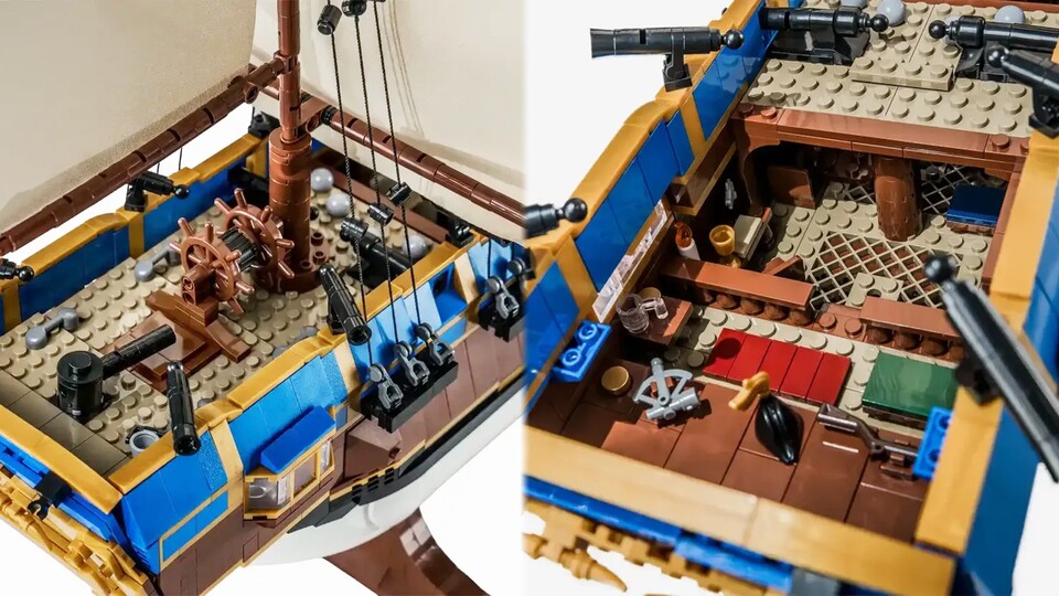 Sechs Jahre sind für ein BlueBrixx-Modell leicht zu toppen. Das Modell hat nicht nur Kanonen, sondern auch massig Details unter Deck.