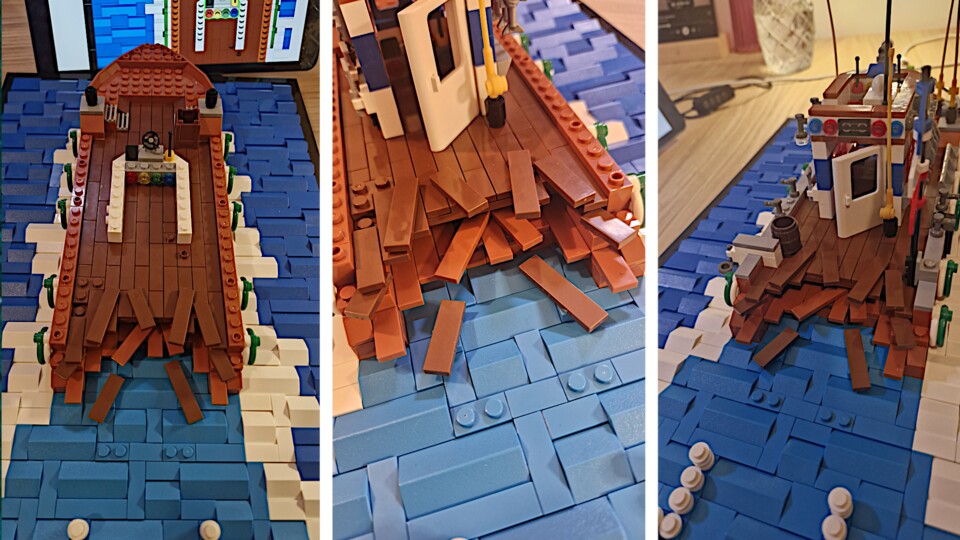 Der zerstörte Schiffsrumpf ist wirklich gelungen und überraschend stabil.