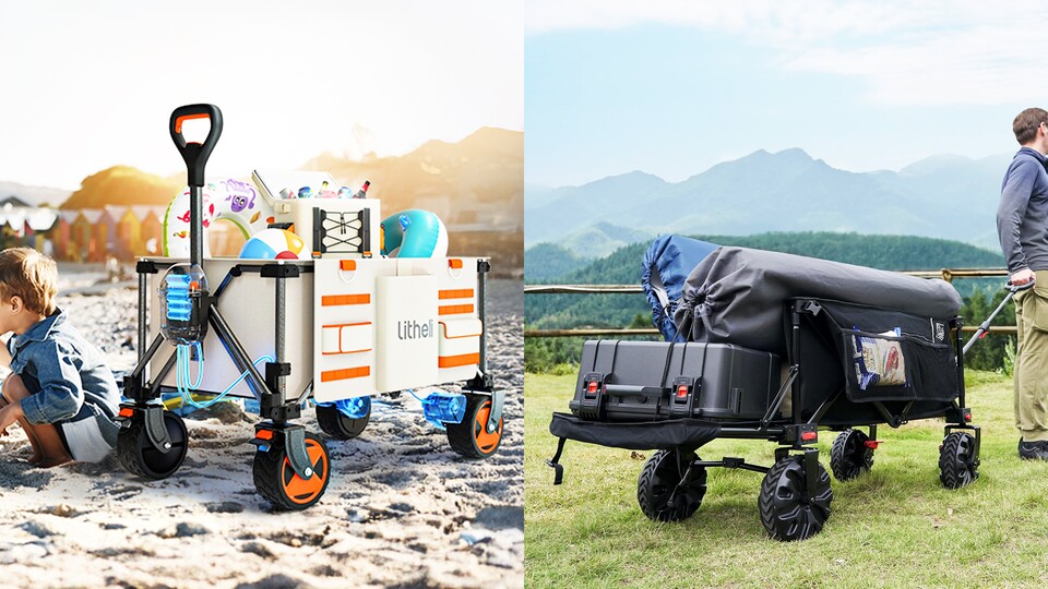 Statt E-Roller bekommt ihr hier einen E-Boller … wagen. Der Litheli Elektrokarren (l) ist mir sofort ins Auge gestochen.