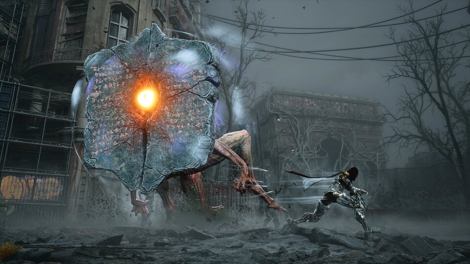 Bosskampf vor dem Triumphbogen. Der Plattkopf mit dem treffenden Namen »Das Monument« setzt uns ordentlich zu.