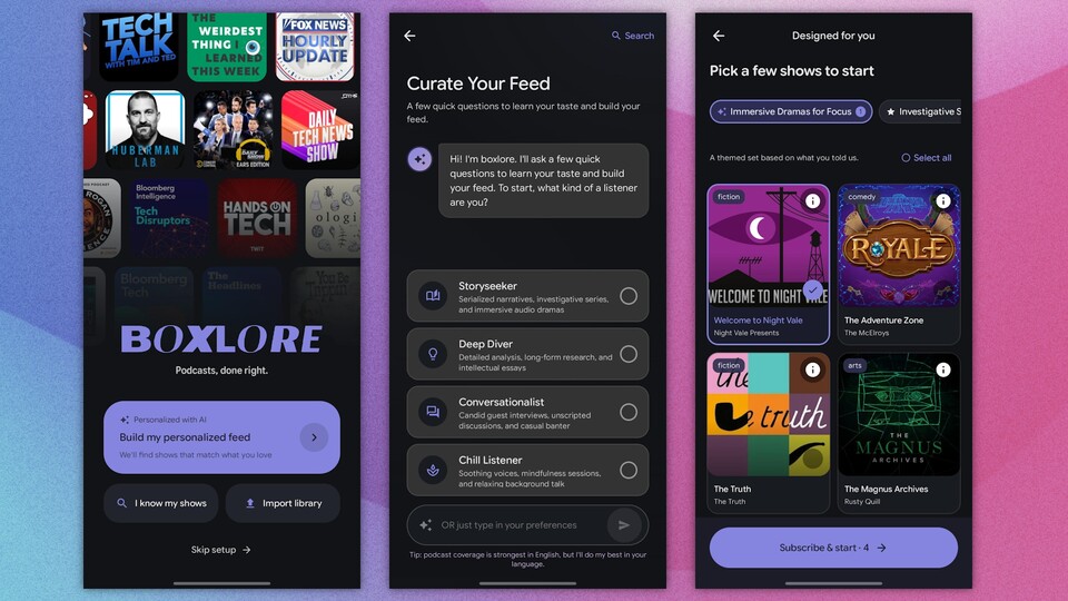 Um leichter neue Podcasts zu finden, gibt es den cleveren Boxlore-Algorithmus. (Bildquelle: GameStar Tech)