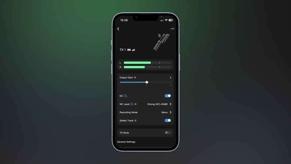 Die Boya Central-App bietet Zugang zu einigen Funktionen wie der Sicherheitstonspur.