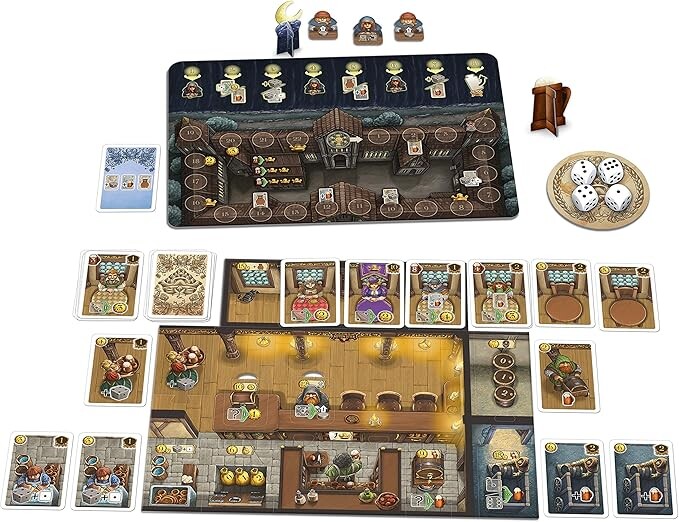 Jeder hat seine eigene Taverne und muss Kunden mit dicken Geldbeuteln anlocken.