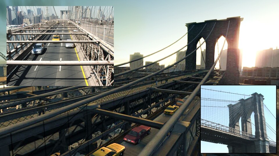 Die Broker Bridge ist das Tor nach Manhattan -- oder nach Algonquin wie der Stadtteil in GTA 4 heißt. (Auf das Bild klicken, um es zu vergrößern.)