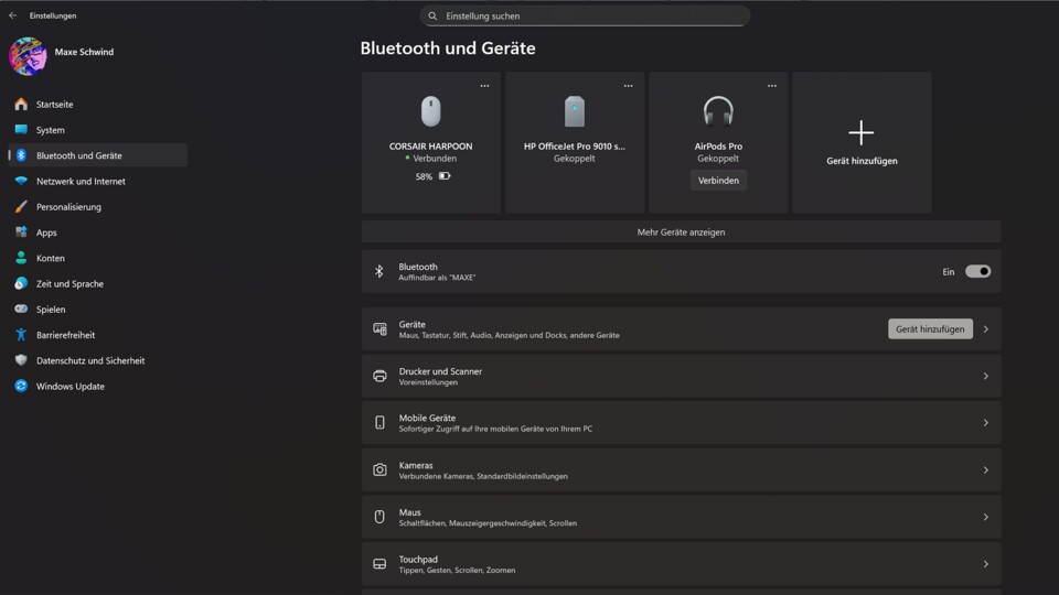 So sieht es normal aus, doch mit dem internen Bluetooth sendete mir Windows gegensätzliche Signale. (Bildquelle: Maxe S., GameStar)