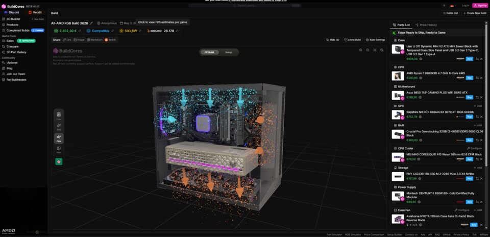 Ihr seht BuildCores in seiner ganzen Pracht, auch wenn es auf den ersten (und auch zweiten) Blick etwas unübersichtlich wirkt. (Bildquelle: Screenshot BuildCores)