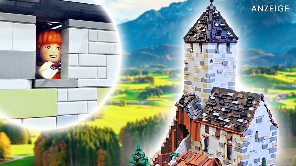 Burg Blaustein ist mit dem Bergfried so hoch, dass ich Schwierigkeiten beim Fotoschießen habe.