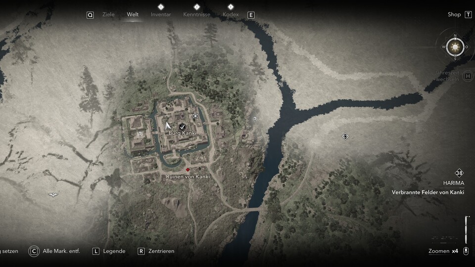 Die Truhe befindet sich genau da, wo ihr den Spielerpfeil seht. Zunächst müsst ihr allerdings die Samurai-Daisho besiegen.