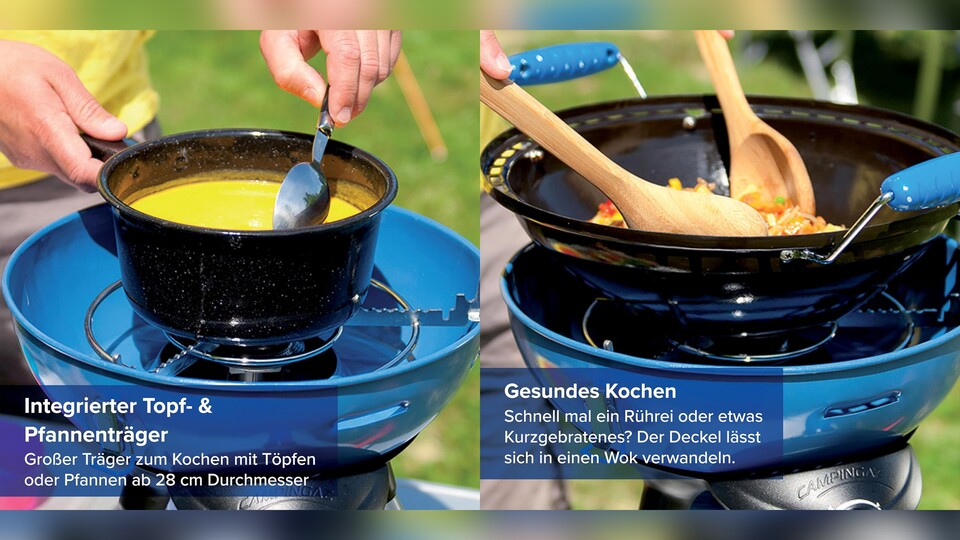 Cooking with gas is nothing new, but that you can also use the lid as a wok is really awesome!