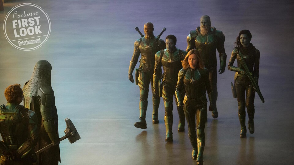 Brie Larson als Captain Marvel führt die Kree gegen die Skrulls an. Dazu gehören auch Ronan und Korath aus Guardians of the Galaxy.