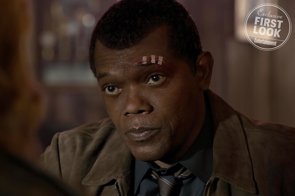 In Captain Marvel spielt auch Samuel L. Jackson als Nick Fury mit - diesmal noch ohne seine Augenklappe.