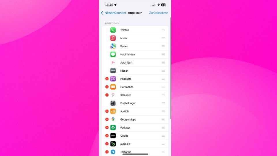 Die Apps auf dem CarPlay-Homescreen lassen sich einfach sortieren oder auch löschen.
