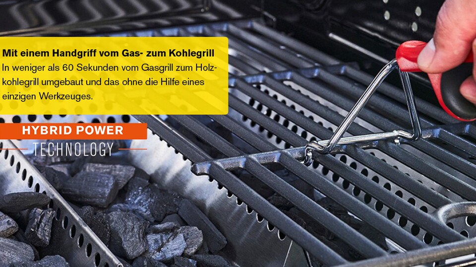 Bei diesem Grill könnt ihr mit Gas und Kohlegrillen - der Hybridgrill ist dabei auch richtig stark bewertet.