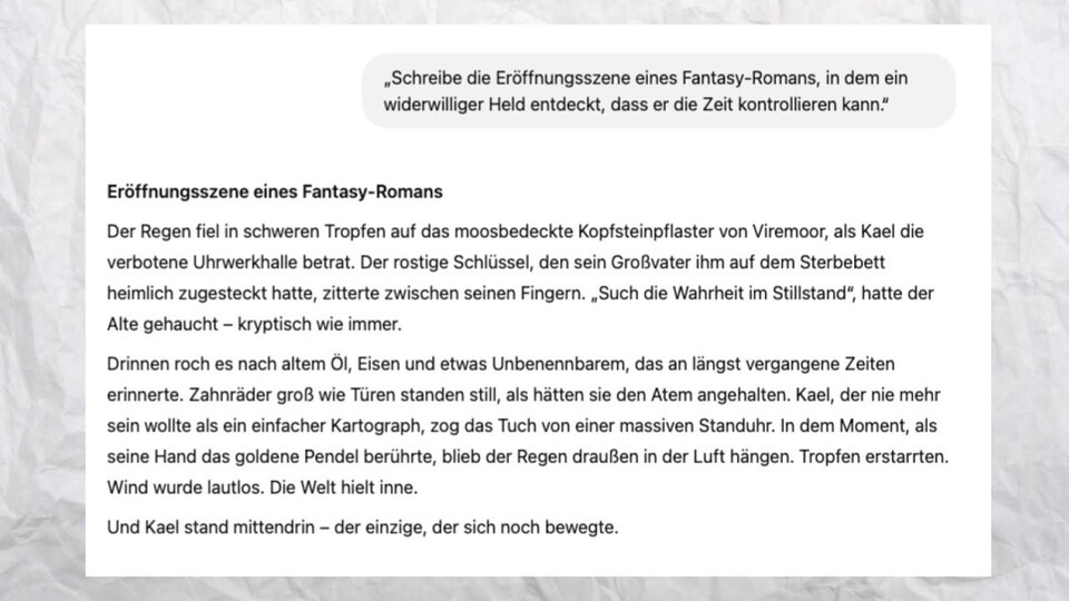 ChatGPT: Der Text erfüllt die Basisvoraussetzungen und richtet sich nach dem Prompt.